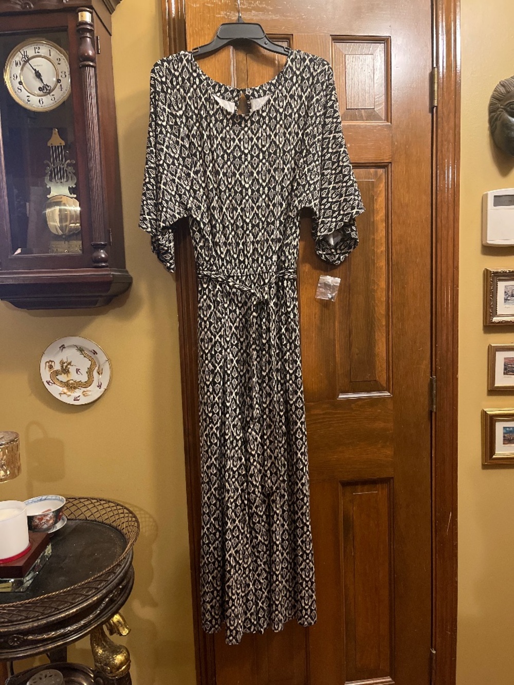 NWT Soft Surroundings Blk/Tan Geometric Pattern Jumpsuit.  Sz. M.